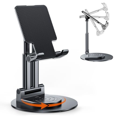 BHHB Suporte ajustável para telemóvel, suporte para mesa, suporte para telemóvel com base giratória de 360 graus, para smartphones, iPad Mini, Kindle e muito mais (preto)