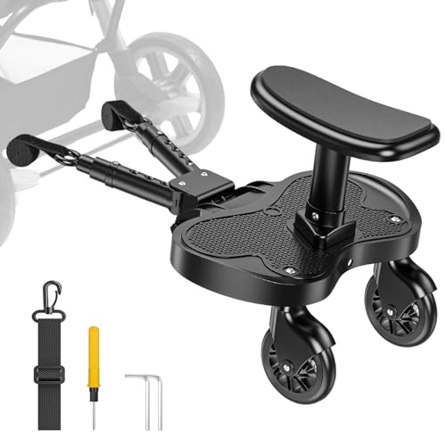 BugyKido Scooter carro bebé universal, skate carrinho bebé universal para 99% de todos os carrinhos, trotinete universal para carro bebé para crianças de 2 a 6 anos 25 kg, preto