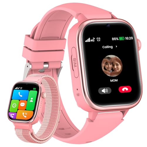 SWGOTA Relógio inteligente para menina 4G, Smartwatch para crianças GPS e chamadas, videochamada, IP68, SOS, bate-papo de voz, modo escola, podómetro de cronómetro despertador, Smartwatch menina