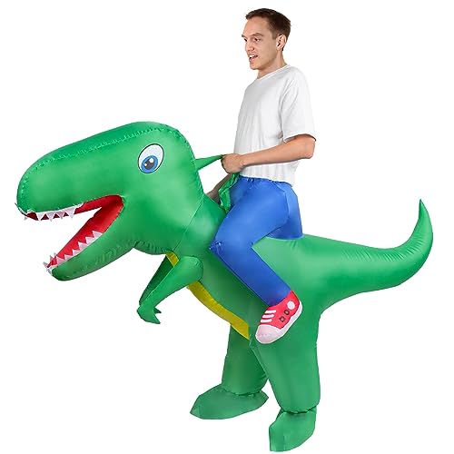 AOOWU Disfarce insuflável de dinossauro com sistema inflável, resistente para o Halloween, Cosplay, aniversário, Natal, carnaval, festa, Mardi Gras