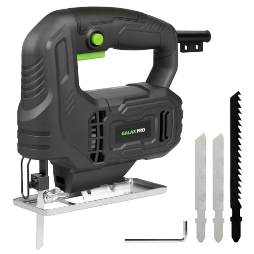 GALAX PRO Serra de Calar com fio 400 W, 3000 RPM, corte bisel a -45 °/45 °, botão de bloqueio, inclui folhas para madeira e metal