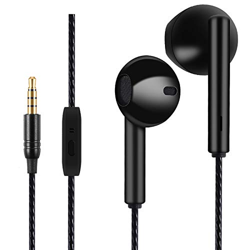 Auriculares, jack de 3,5 mm, raios com, com cabo e microfone, Headphones Wired, auriculares, In ear, com microfone, fones, auriculares, PC, isolamento de ruído, som baixos potentes, preto