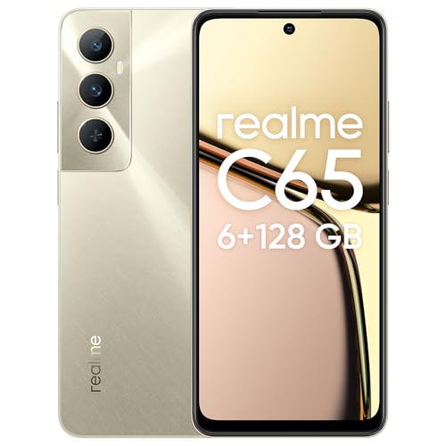 realme Smartphone Android C65, telemóvel 4G, ecrã Eye Comfort de 6,67 ', 12 GB Dynamic RAM, 128 GB ROM, câmara AI de 50 MP, G85 MediaTek Helio, bateria 5000 mAh, dourado