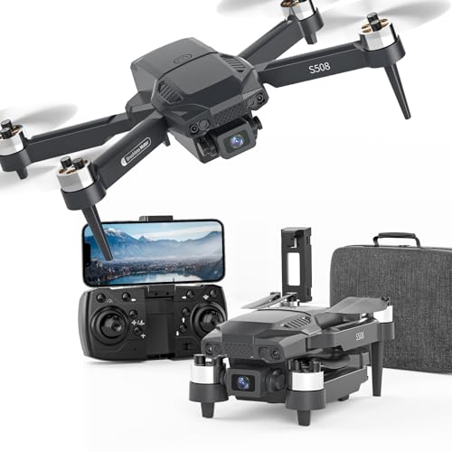 S508 Drone com câmera, ECS 90° ajustável 720P FPV drones para crianças, vídeo WiFi Quadcopter RC para iniciantes, dobrável mini drone com bolsa portátil, posicionamento ótico de fluxo para adultos