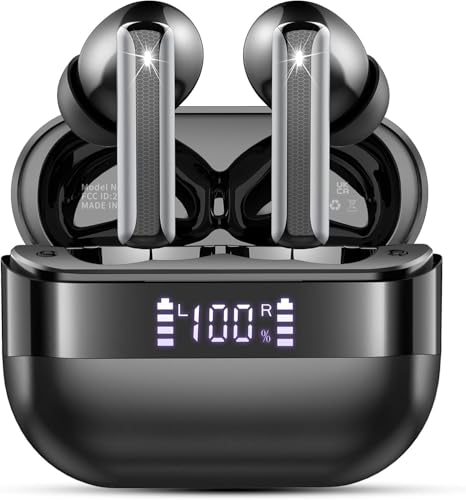 Motost Auriculares Bluetooth, auriculares sem fios Bluetooth 5.4 com 4 microfones de cancelamento de ruído ENC, capacetes sem fios Bluetooth estéreo HiFi de 48 horas, IPX7 auriculares impermeáveis