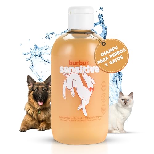 BURBUR Champu cães pele sensível dermatite hidratante limpa fornece brilho fragrância suave e com cheiro agradável para a pele do seu animal de estimação - Champu cão 400 ml vegan sem silicone