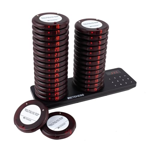Retekess TD163 Procura de pessoas restaurante, 30 pages, sistema de chamadas restaurante, 400 m, 31 modos de chamada, 20 horas de espera, chamador de pessoas para restaurantes, hotéis
