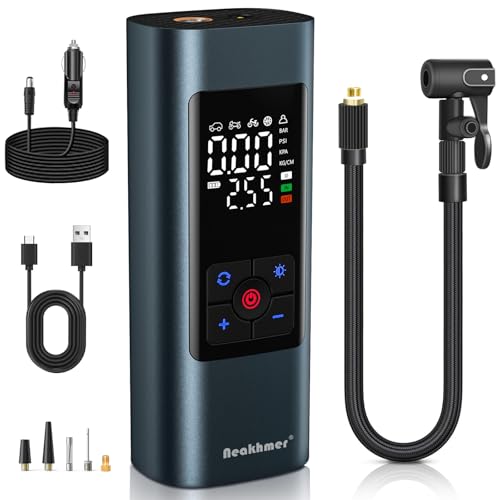 Neakhmer Mini compressor de bateria bomba de ar: Bomba de ar elétrica de 150 PSI, com função de esvaziamento, bomba portátil para carro, motociclo, bicicleta