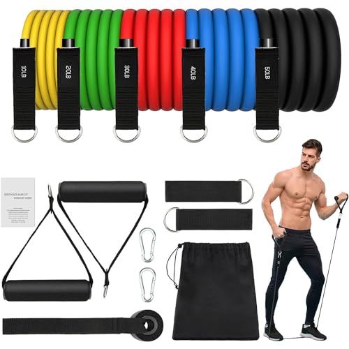 JATEKA Borrachas elásticas para músculos 150 libras, 12 peças, elásticos, fitness musculação, com 5 diferentes níveis de borracha bandas elásticas para ginásio em casa ioga