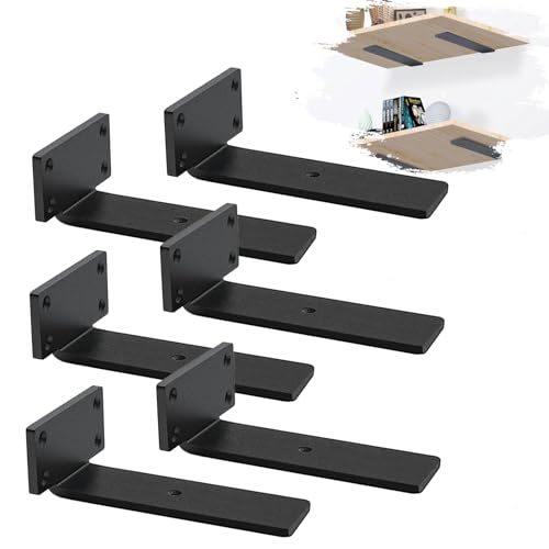 MLOQI 6 suporte para prateleiras de parede, suporte de saia flutuante, quadros para estanterias, quadros metálicos, 0,5 cm de espessura, suporte de saias de parede industrial 12,5 cm