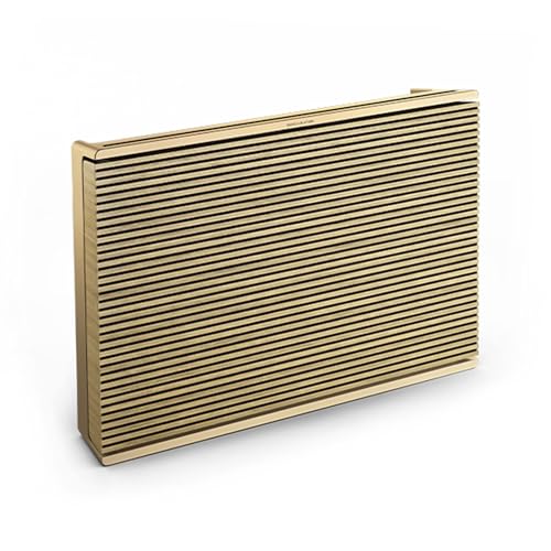 Bang & Olufsen Beosound Level Altifalante sem fios Bluetooth portátil e WiFi, o primeiro altifalante certificado de design regenerativo Cradle to Cradle, IP54, até 16 horas de bateria Gold Tone/Wood