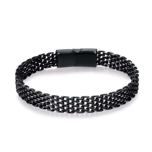 LUCKY2+7 Pulseira homem - corrente cúbica fivela magnética de aço inoxidável
