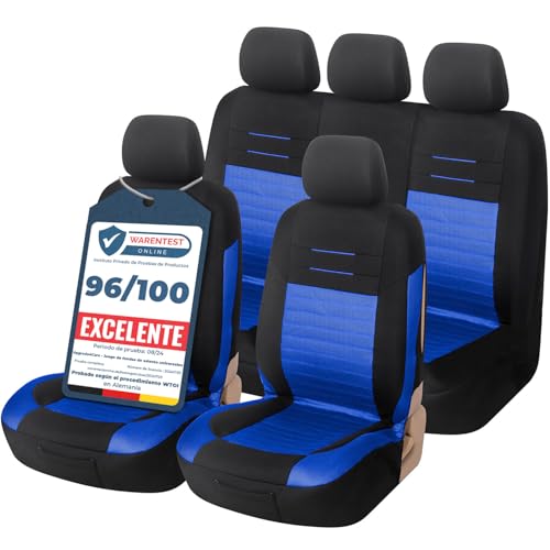 Upgrade4cars Capas de assento de carro universais preto azul | cobertura universal | protetor de assento dianteiro para dianteiro e traseiro | acessórios interior decoração