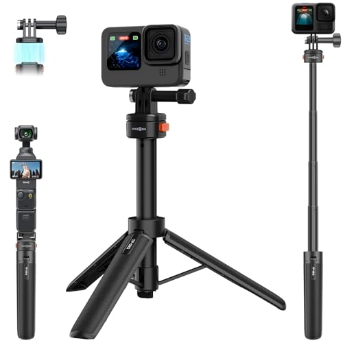 Mini tripé vara selfie com montagem magnética de libertação rápida e parafuso de libertação rápida de 1/4 polegadas para GoPro Hero 13/12/11/10, dji Osmo Pocket 3, Osmo Action 5 Pro/4, Insta360 X5/A/A