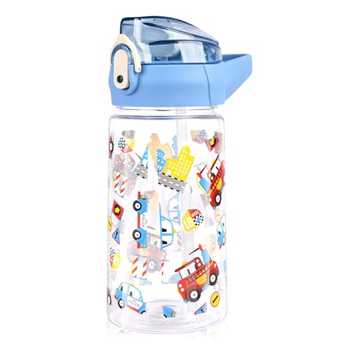 Flintronic Garrafa de água para crianças e meninas, garrafas de água de 500 ml, garrafa de água para crianças, sem BPA, sem fugas, reutilizável - azul