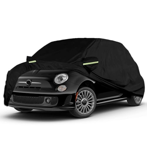 Capa de carro exterior compatível com 2007-2022 Fiat 500 500C 500E Abarth 500, cobertura para carro impermeável, cobertura completa com tira refletora