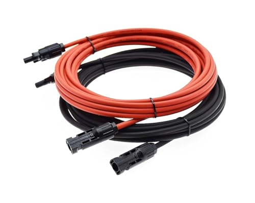 Solarsys - 25 m Cabo solar fotográfico 6 mm² 12 AWG, certificação TÜV/IP68, 1500 V DC para painéis solares, conectores PV resistentes, sistema energético