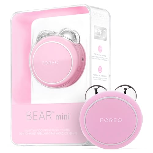 FOREO BEAR mini massajador facial elétrico de microcorrentes - Define o contorno da mandíbula - Lifting facial não invasivo - Pearl Pink