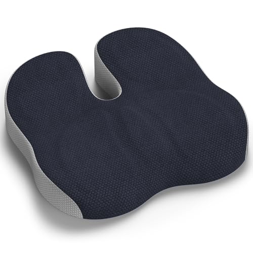 Juspota Almofada cadeira de escritório, almofada ortopédica para coxis e lombar, almofada de assento ergonómico de espuma com memória, almofada cóccix alívio da dor para carro rodas Gaming - cinzento