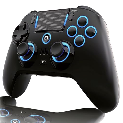 QRD Controlador inalámbrico Spark N5 para PS4 Pro Slim, PS3, PS2, Steam Deck, PC, Windows, Mac, iOS, Android TV Box, joystick de control de efecto Hall con altavoz y micrófono, macro N1 y N2, turbo.