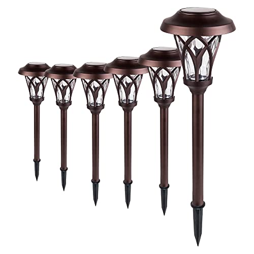 Embalagem 6 luzes solares de jardim ao ar livre, luzes solares, impermeáveis, luzes de passarela automáticas com energia solar para pátio, paisagem, relva, pátio, estrada (branco quente)