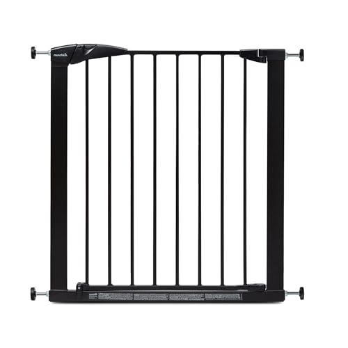 Porta de escada Munchkin, segura para crianças pequenas e bebés, porta de escada de ajuste de pressão para bebés ou cães, porta de segurança, 76-82 cm, preto