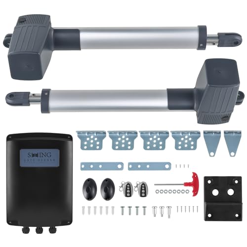 CO-Z 300 kg Motor de porta batente 2,5 m 2 folhas 80 W abertura de portas automático com 2 controlo remoto motor para porta de jardim, garagem