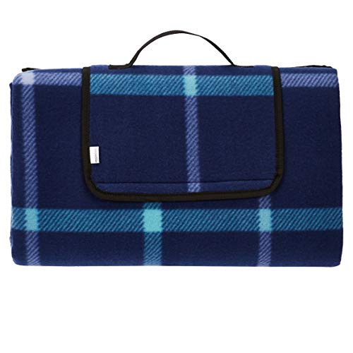 Amazon Basics Manta para piquenique cozinha com base impermeável, 200 x 200 cm, cheque azul