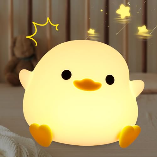 Farerkass Luz de presença pato infantil candeeiro bebé noite luz noturna silicone tátil LED recarregável portátil luz noturna regulável para quarto sala de estar e acampamento presente para crianças