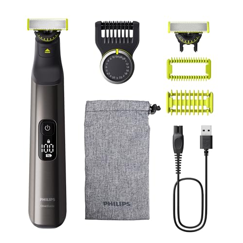 Philips OneBlade Pro 360 Barbeiro, aparador e aparador elétrico facial e corporal, 2 x 360 lâminas, 1 pente de 20 comprimentos, 1 kit corporal, 1 capa macia, QP6552/30