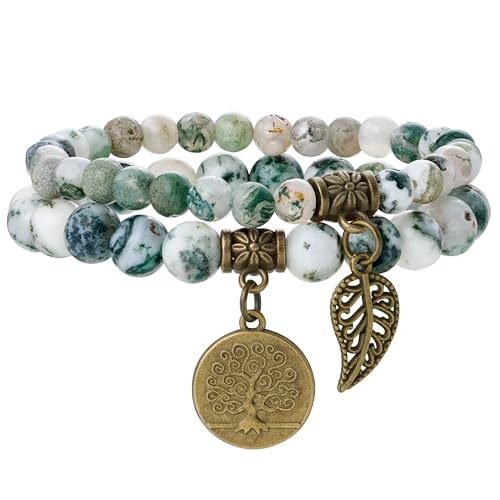 Farfume Pulseiras de chakra para mulher - pulseira de cristais de pedras curativas para mulher pedras preciosas naturais ioga Reiki bracelete - um conjunto de pulseiras duplas