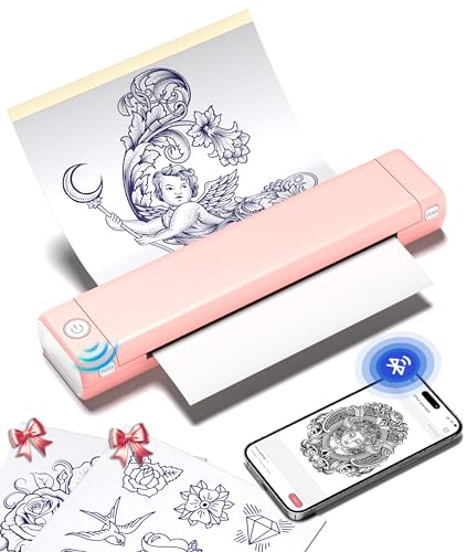 Phomemo M08F Impressora térmica tatuagem Bluetooth, impressora térmica de tatuagens, termocopiadora tatuagem para artistas com 10 unidades termocopiadora tatuagem papel de tatuagem