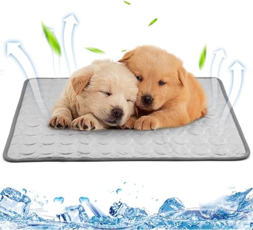 fuzhik Tapete de refrigeração para animais de estimação, cão gato tapete de refrigeração, cama fria para cães e gatos, tapete fresco de verão para cães, 60 x 51 cm, cinzento