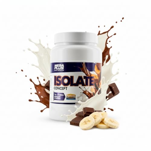 100% de proteção isolada, conceito - proteção em pó para batidos, proteínas para massa muscular, sem glúten, sem aspartame, sem açúcar, proteínas (1 kg, chocolate banana)