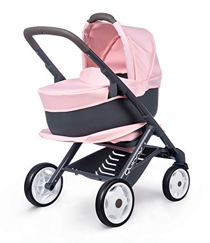 Smoby - Carrinho combinado multifuncional 3 em 1 rosa, para bonecas de até 42 cm, carrinho descapotável em cadeira e capaço, a partir de 3 anos (7600253117)