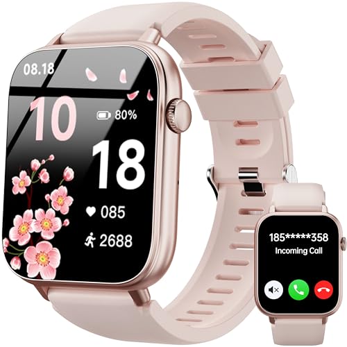 OUKITEL Relógio inteligente mulher, 1,83" Smartwatch com chamadas Bluetooth, 100 modos desportivos pulseira com ecrã tátil HD, podómetro, monitor de sono, impermeável IP68 para Android iOS, rosa