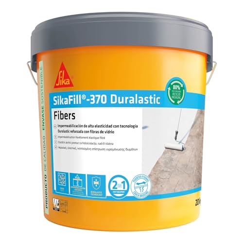 SIKA - Impermeabilização reforçada com fibra - SikaFill 370 Fibers - branco - pintura acrílica com fibras de vidro para impermabilização de coberturas, terraços visitáveis - ponte de fissuras - 20 kg