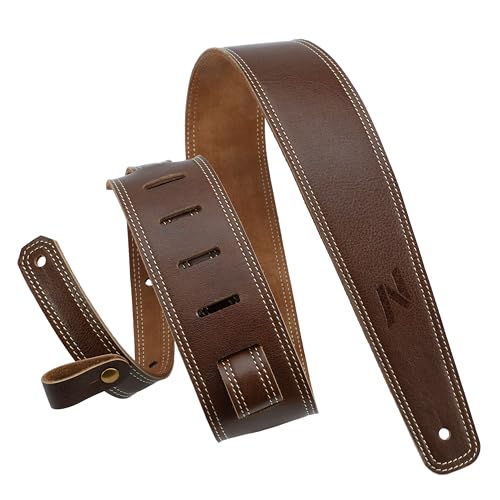 Nefelibata Pulseira de guitarra de couro de 2,5" com amortecimento de espuma, para guitarras acústicas, baixas e elétricas