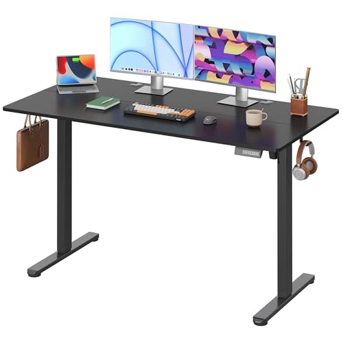 DEVAISE Secretária elétrica elevável, mesa regulável altura 140 x 70 cm com 3 memórias, mesa de escritório com painel inteligente em casa com painel montado, preto