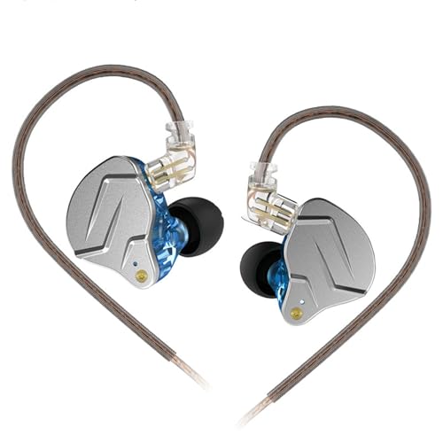 Yinyoo KZ ZSN Pro Auriculares intraurais In-Ear HiFi isolamento de ruído no in Ear monitor de ouvido de graves armadura equilibrada híbrida 1DD 1BA cabo desmontável de 3,5 mm (azul sem microfone)
