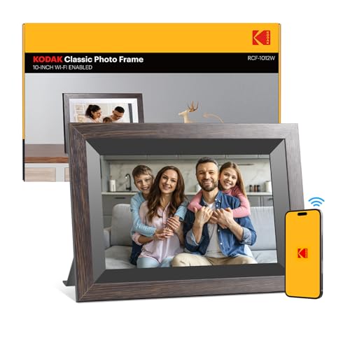 KODAK Moldura de fotos digital WiFi de 10,1 polegadas, memória incorporada de 32 GB, ecrã tátil para HD de 1280 x 800 IPS, suporte multilingue, rotação automática, partilhar instantaneamente