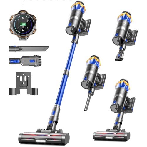 45 Kpa/550 W/65 m aspirador sem cabo, aspirador sem cabo de 1,6 l/ecrã tátil LED, camada de filtração de 8 etapas, automático, adequado para pavimentos/tapetes / pêlos de animais