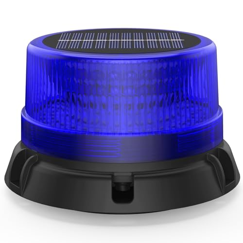 Fxlpower Energia solar rotativa luz LED estroboscópica bateria com cabo USB de 1,4 metros, recarregável azul luz de emergência para empilhadeira trator reboque limpa-neves