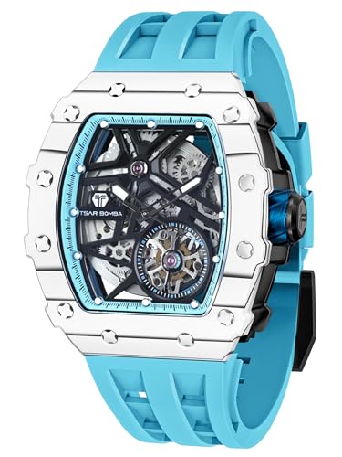 TSAR BOMBA Relógio automático homem - movimento japonês cristal de safira - impermeável 50 m - luminoso - correia de silicone