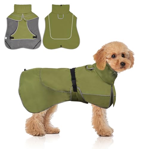 WUFANC Impermeável casaco cão - refletor casaco para cães fecho ajustável, adequado para todas as estações - oferece proteção confortável para o seu cão durante atividades tanto exteriores (Small)
