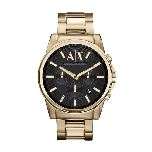 Armani Exchange Reloj para Hombre, Movimiento cronógrafo de Cuarzo y Caja de 45 mm con Correa de Acero Inoxidable