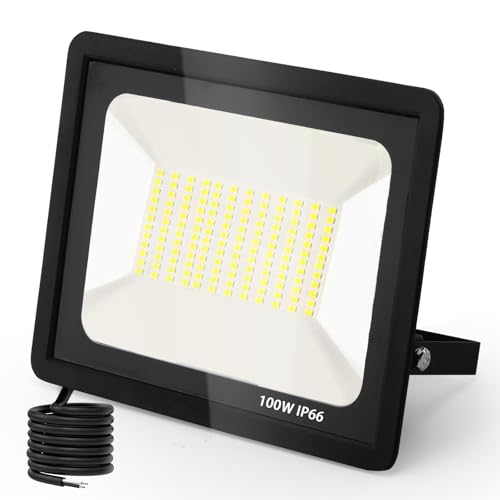Focos LED para exterior, 10000 LM Floodlight LED projetor 3500 K branco quente projetor LED IP65 impermeável holofotes LED para garagem jardim pátio parque