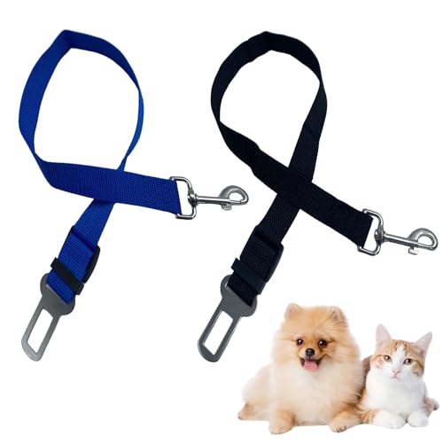 pangutheos 2 peças cinto cão carro, ajustável trela cão carro, cinto universal segurança cão carro para todas as raças cães e gatos