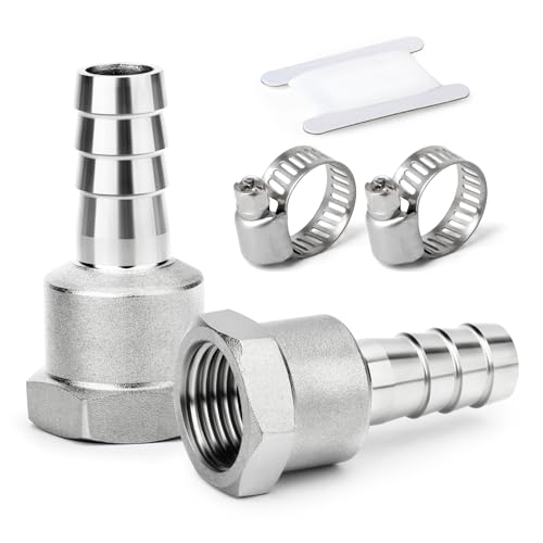 ERGAOBOY 2 peças de encaixe para mangueira, 20 mm Barb a 1/2" BSP rosca fêmea, encaixe para mangueira, aço inoxidável 304, acessórios de compressão de água, industrial