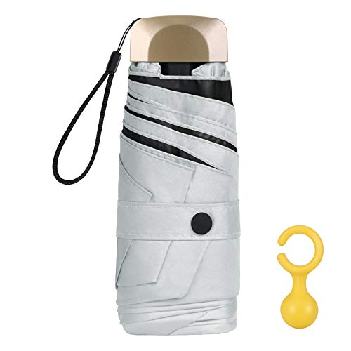 Vicloon Mini Paraguas, Paraguas de Viaje Prtátil Paraguas Plegable Antiviento, Paraguas Compacto Plegable de Tela de Goma Negra 210T, Impermeable de Secado Rápido y Resistente a los Rayos UV